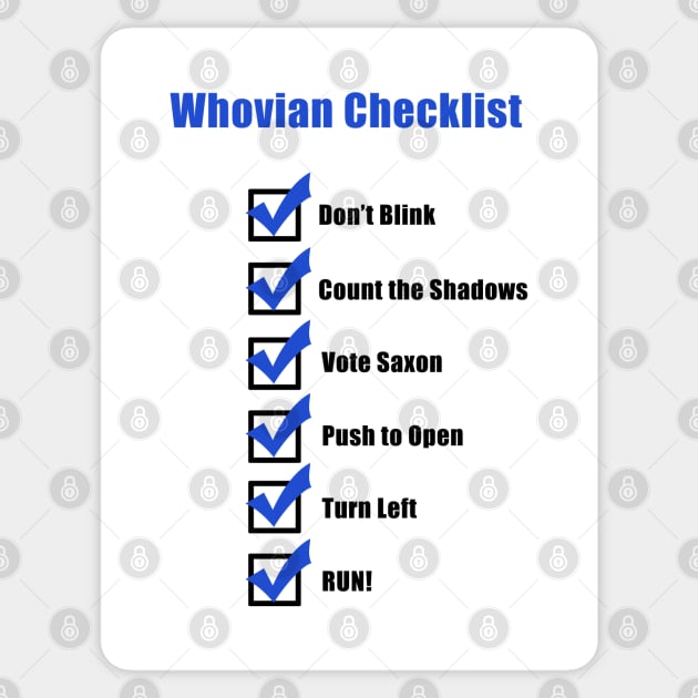 Whovian Checklist Sticker by ZuleYang22